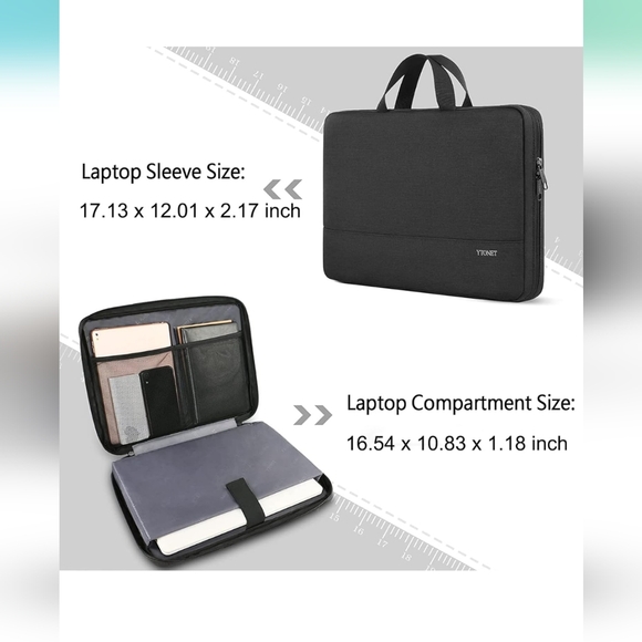 Ytonet Laptop Sleeve Case 17 17.3" Water Resistant Cover TSA Travel Bag NWOT - Picture 5 of 11